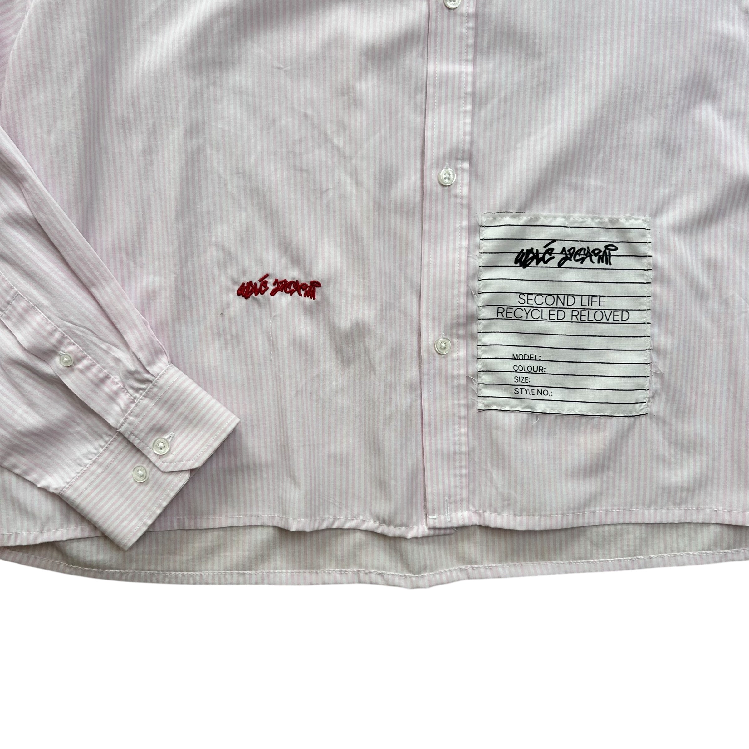 Pink Striped Cropped Second Life Shirt