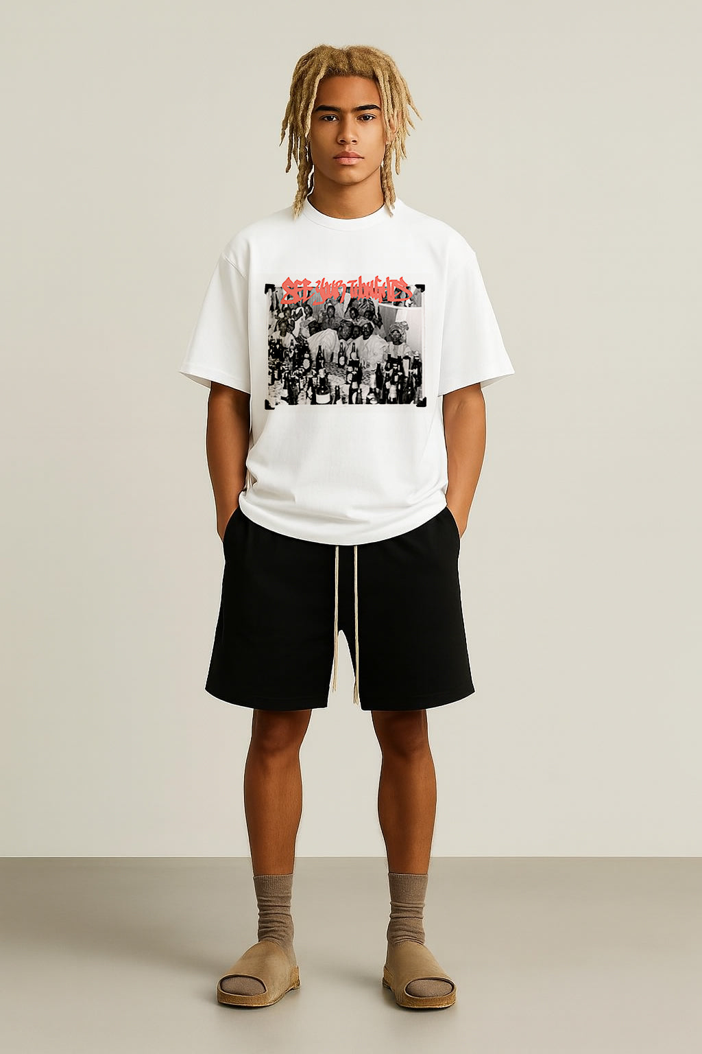 White Memory Card Print T-Shirt - Red Print