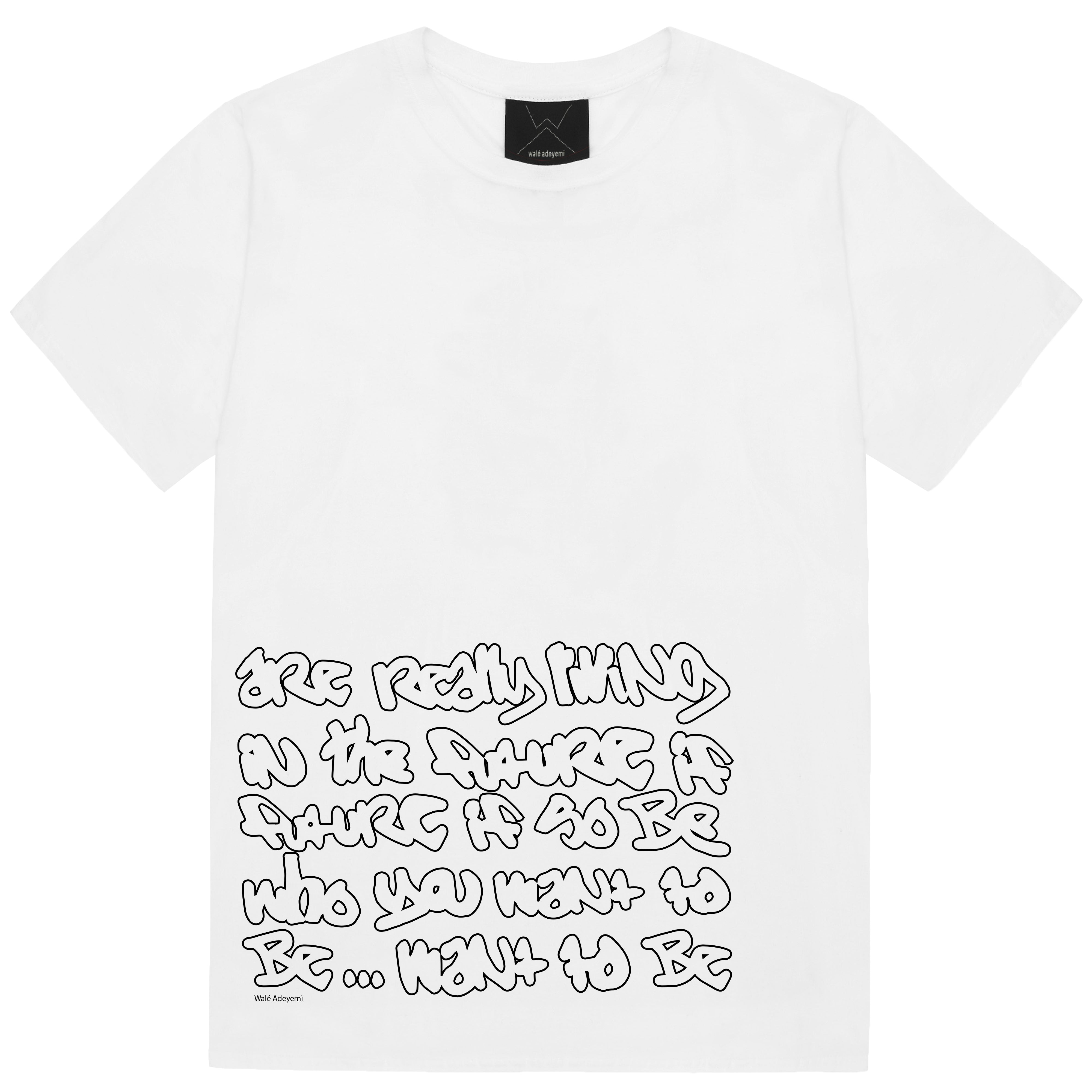 White OG Outline T-Shirt - Black Print