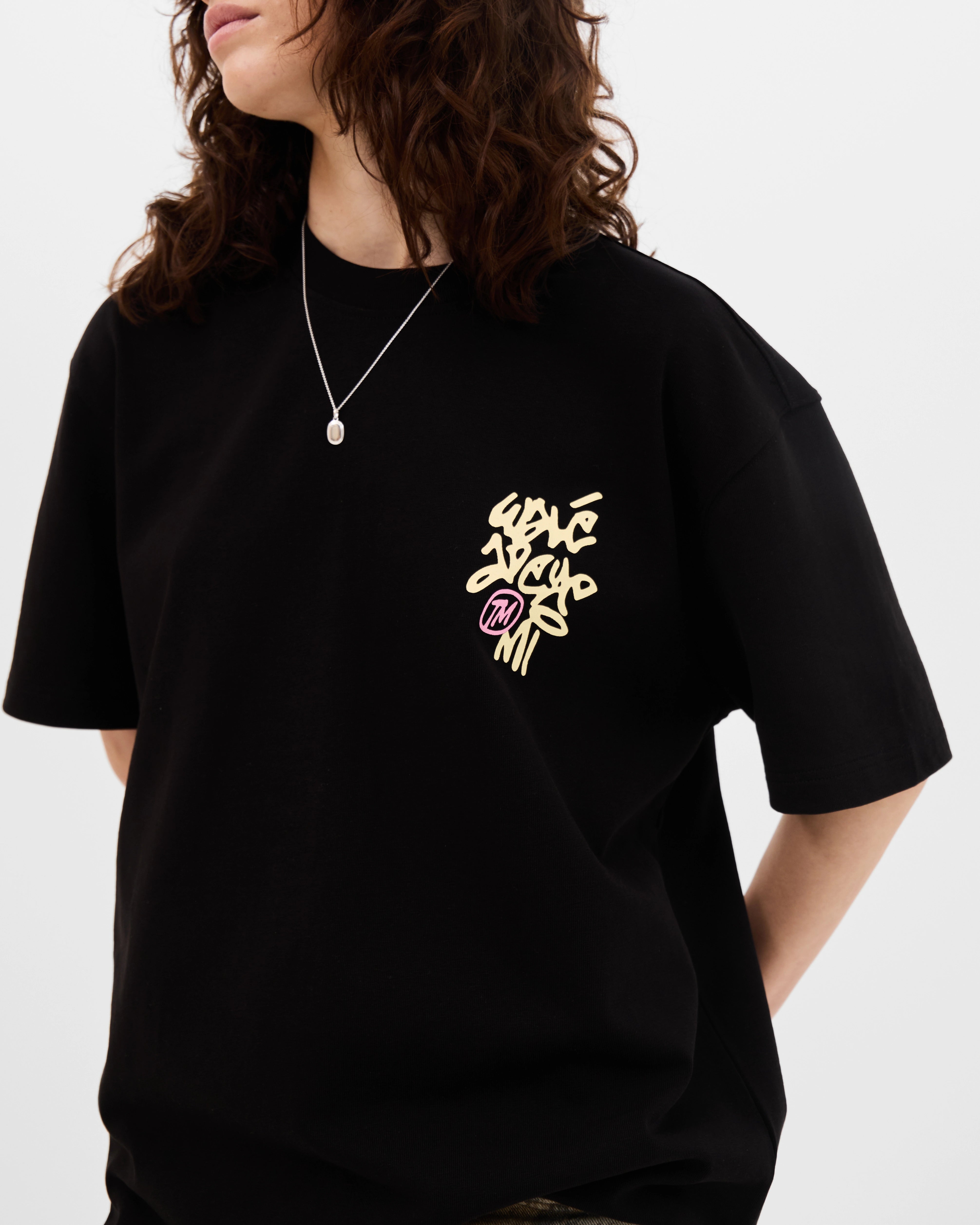 Walé Adeyemi Vinnie T-shirt in Black/Lemon, lifestyle product view