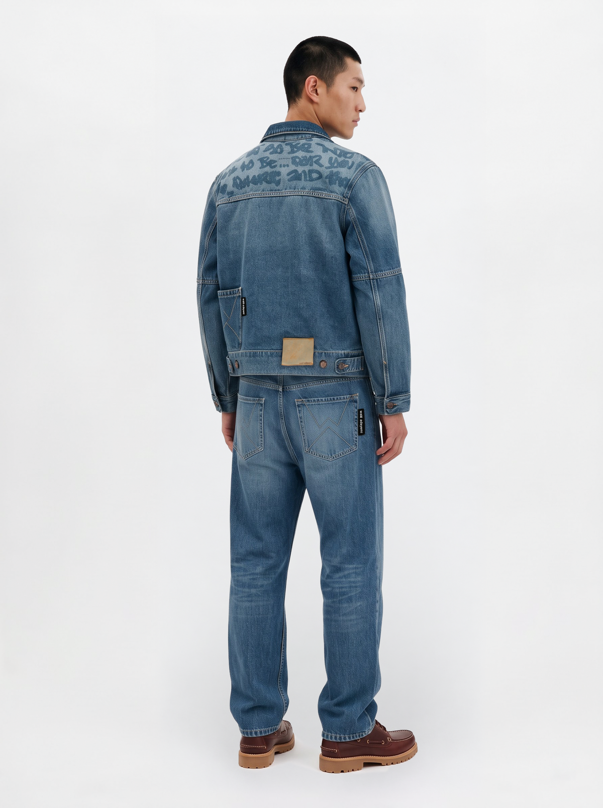 Walé Adeyemi Phantom Denim Jacket in Faded, model back view