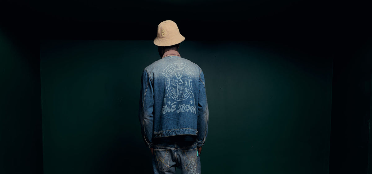 Walé Adeyemi AW26 Masters denim hero, Photoshop collar repair, desktop