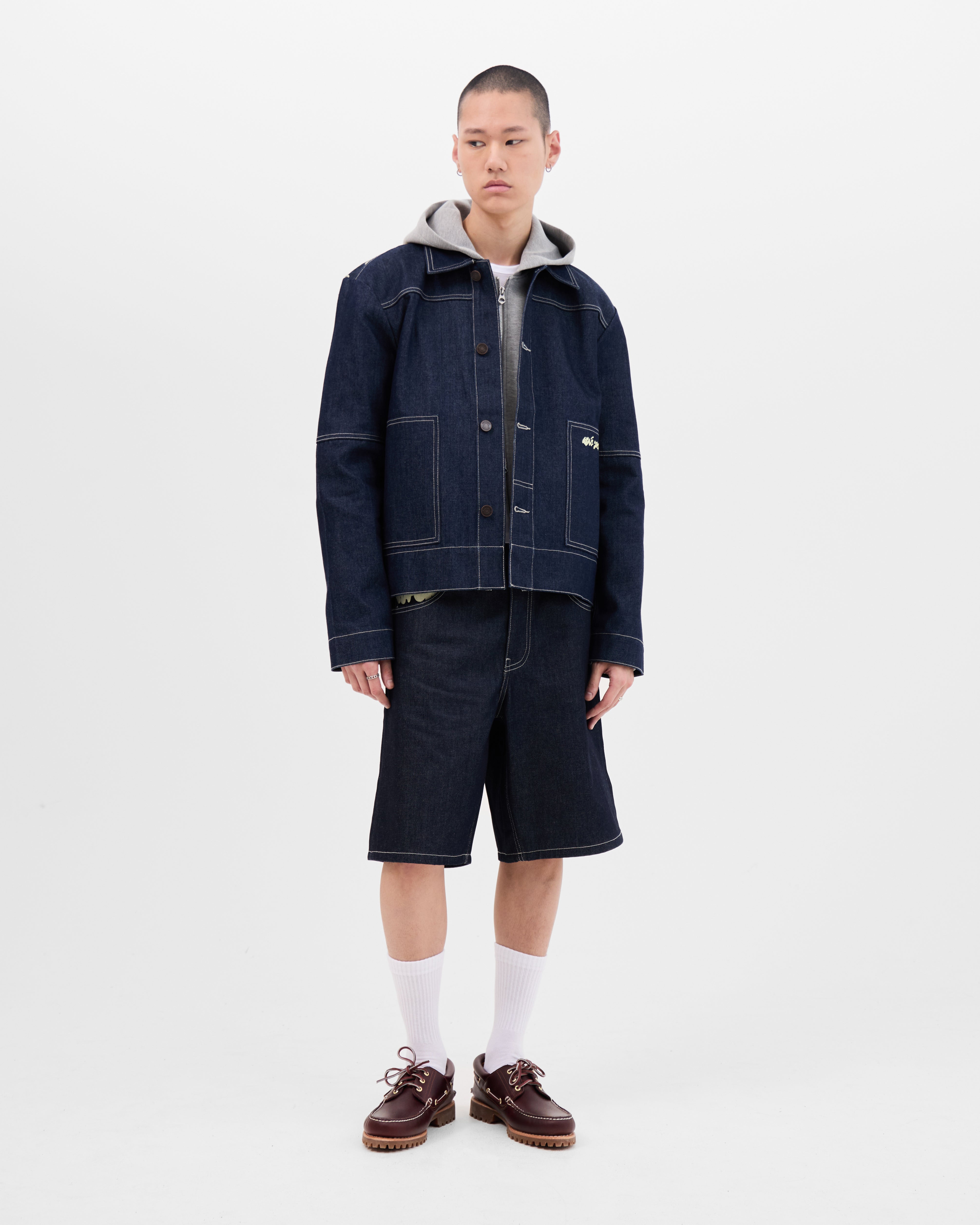 Archive Graf Denim Shorts - Navy/Lemon