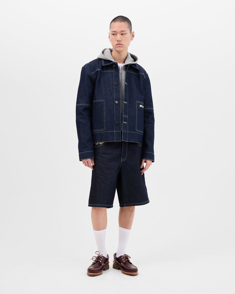 Archive Graf Denim Shorts - Navy/Lemon