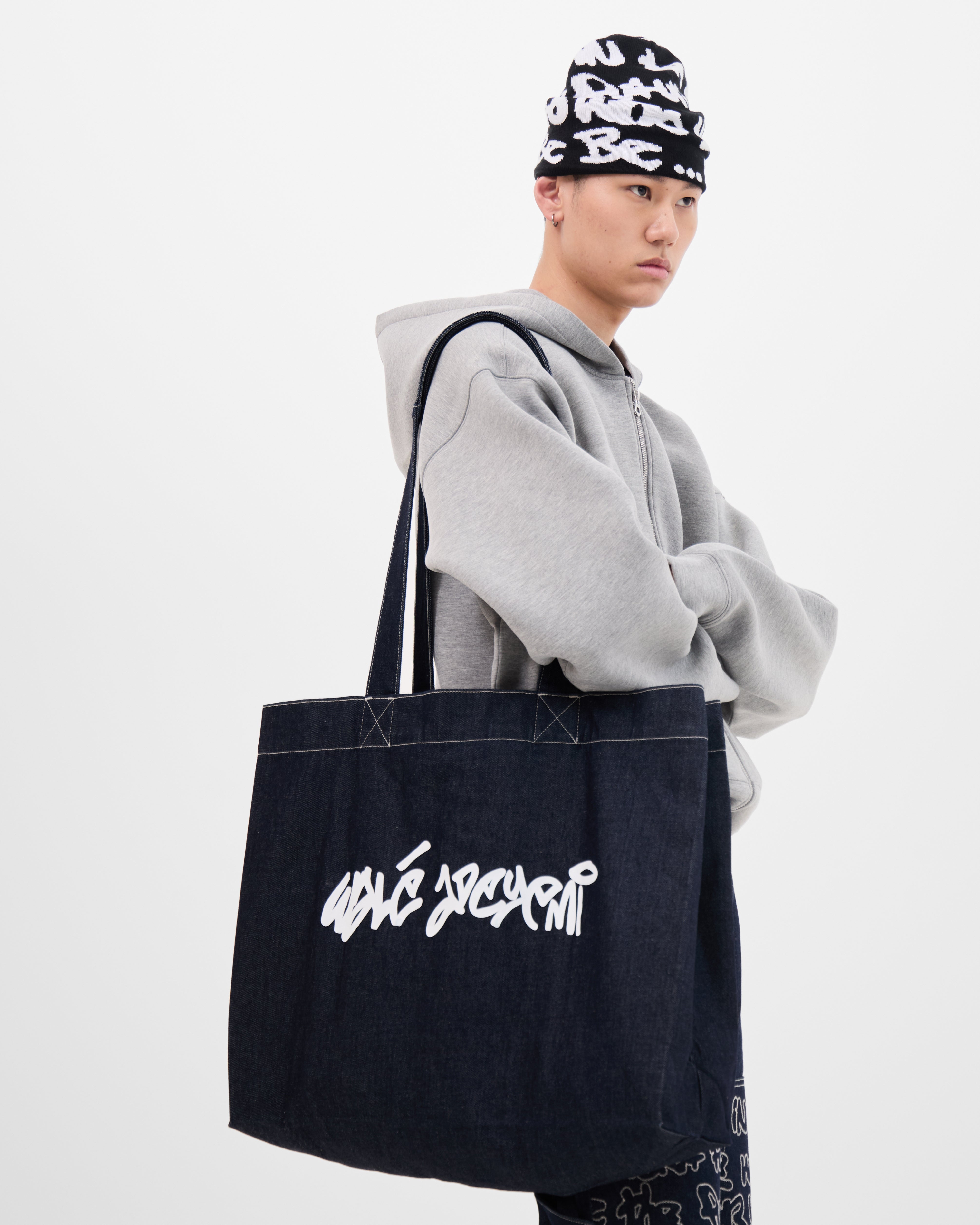 Denim Tote Bag - Blue/White