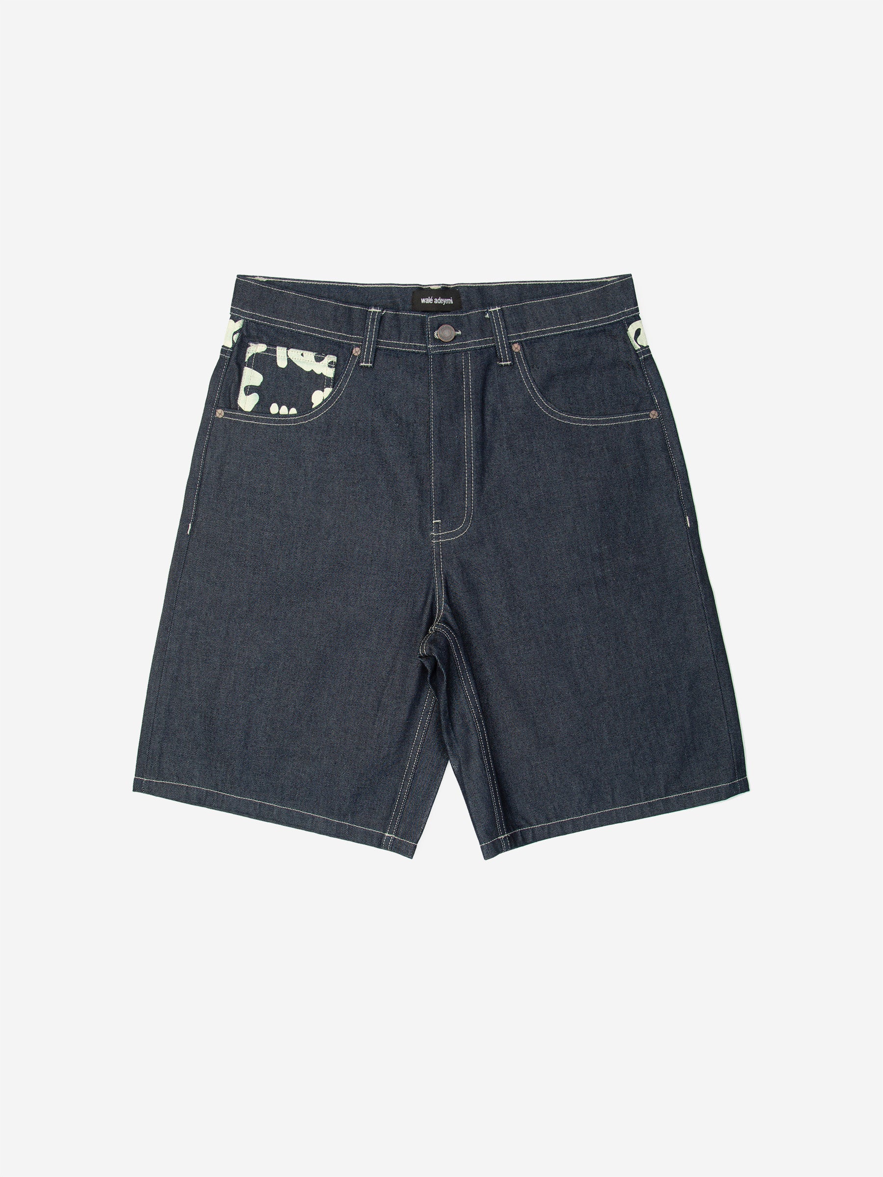 Archive Graf Denim Shorts - Navy/Lemon