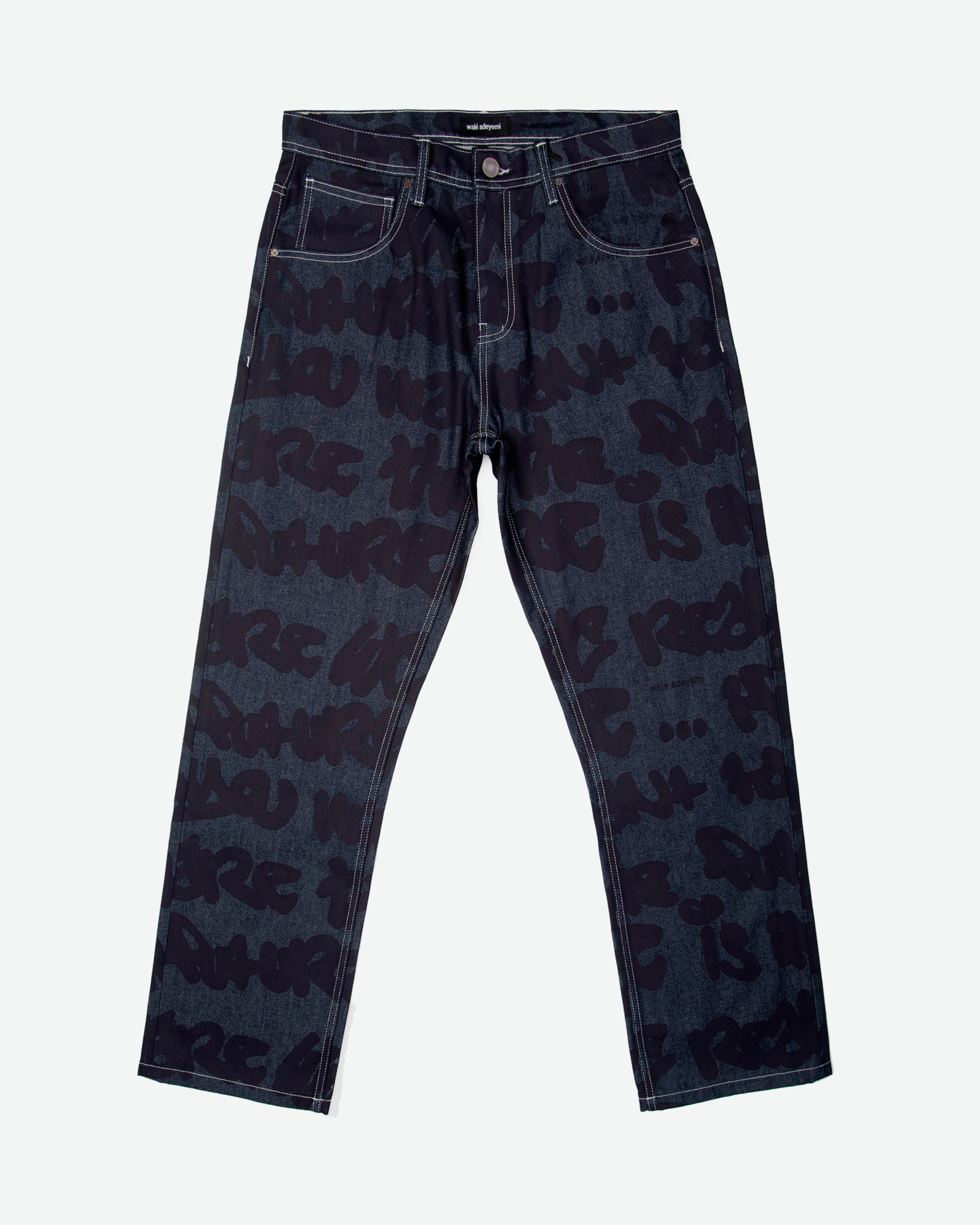 Walé Adeyemi Sound Clash Denim Jeans graffiti denim jeans in Navy/Blue