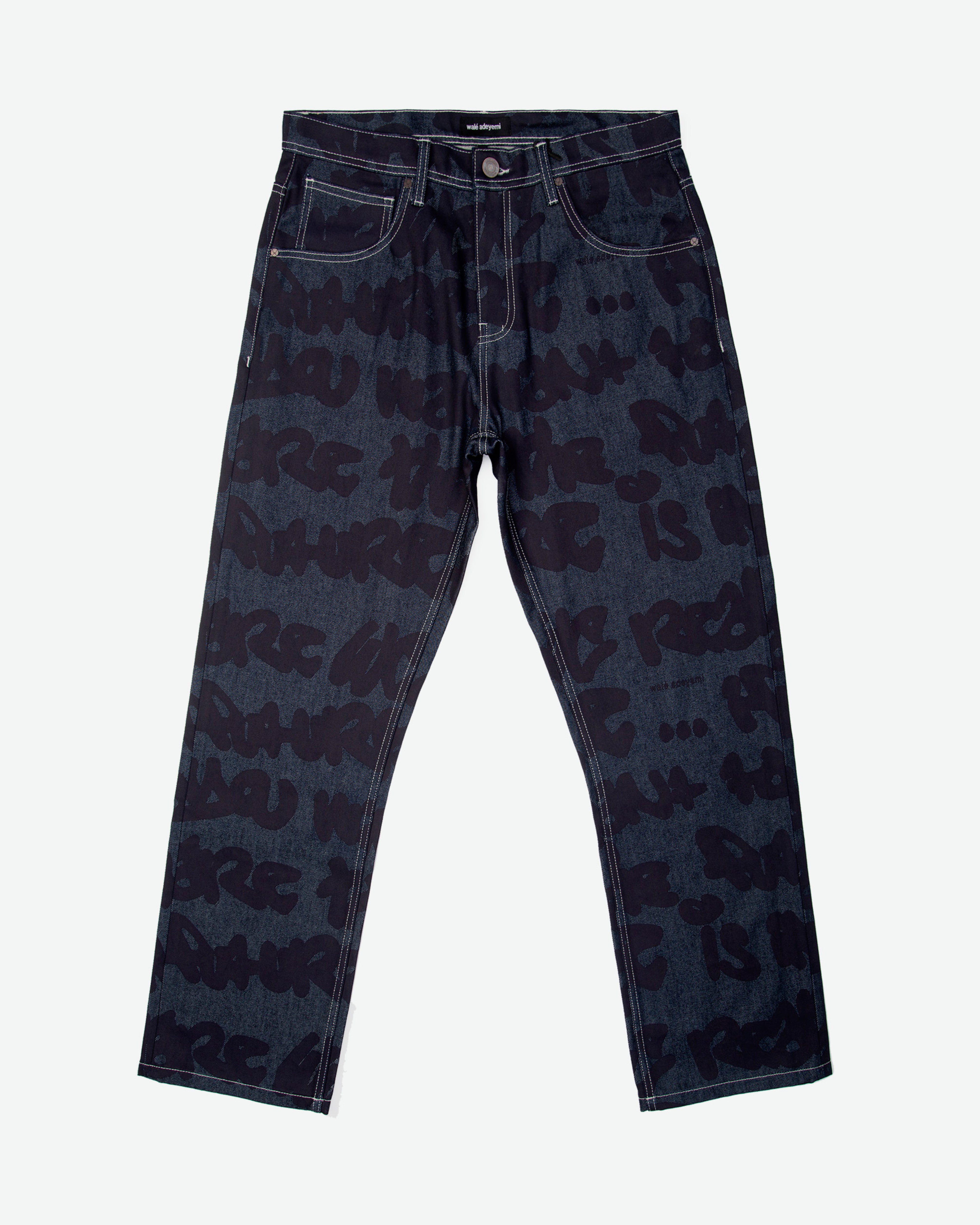 Wale Adeyemi Sound Clash Denim Jeans graffiti denim jeans in Navy/Blue