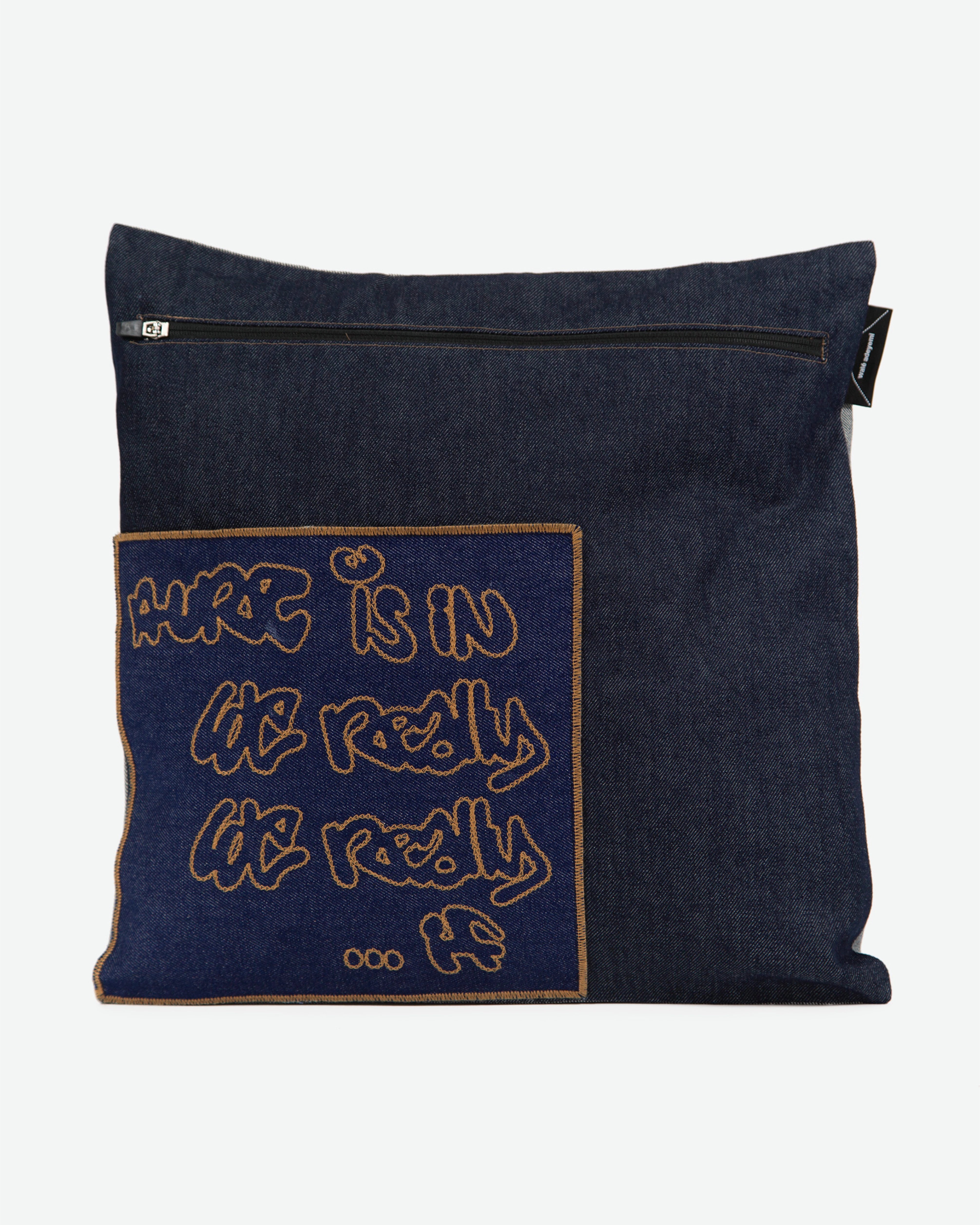 Walé Adeyemi Denim Sleeve Cushion denim cushion