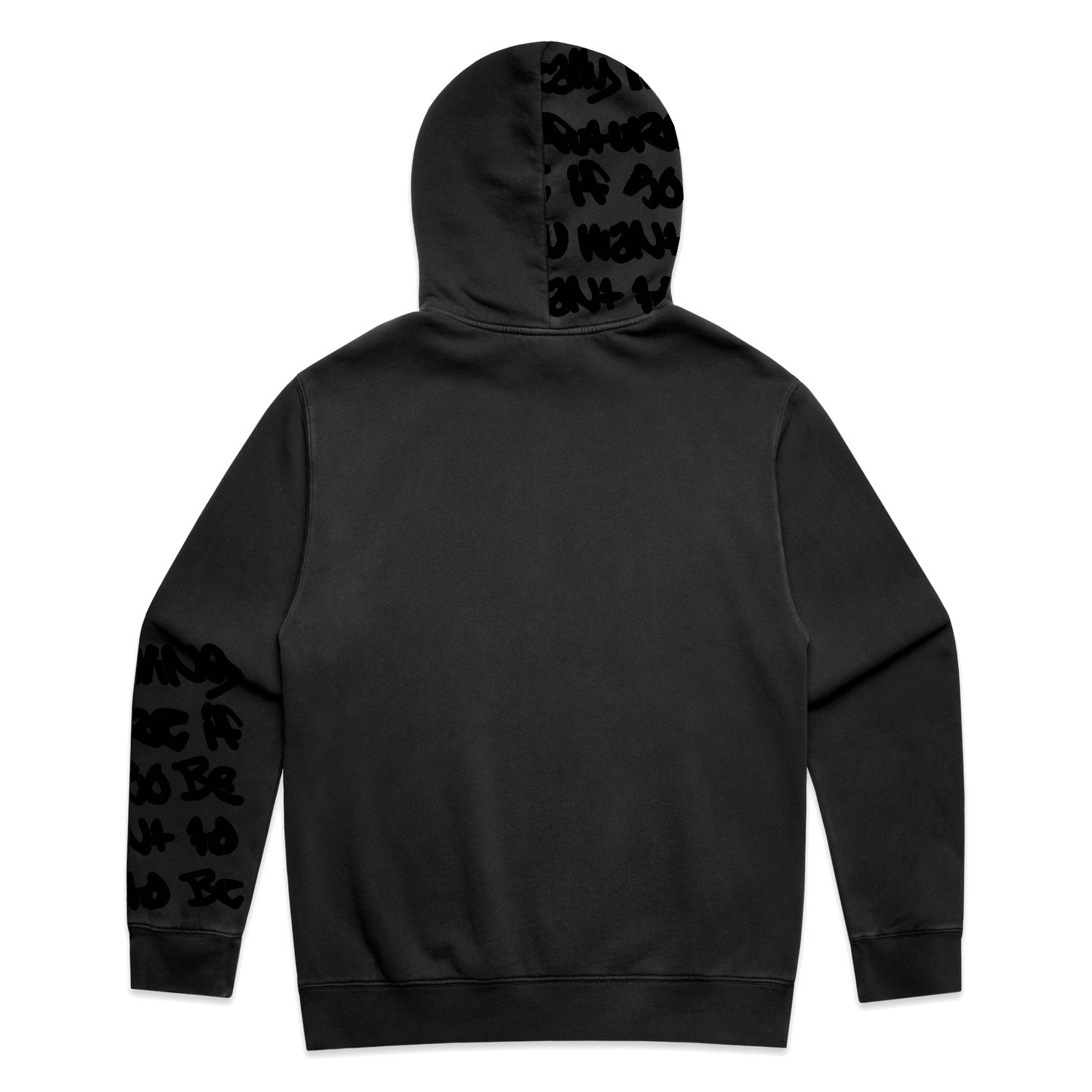 Bionic Faded Black Hoodie - Black Flock Print