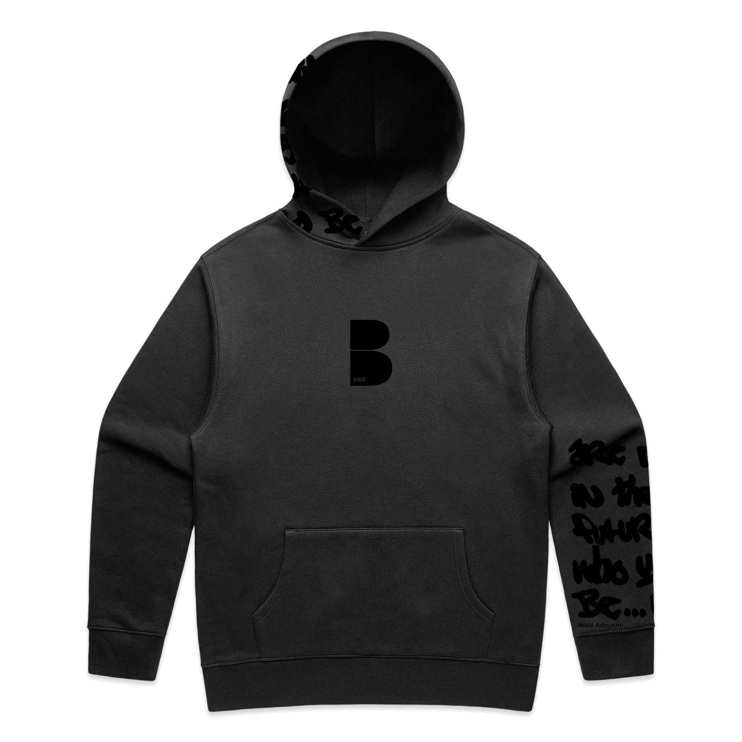 Bionic Faded Black Hoodie - Black Flock Print