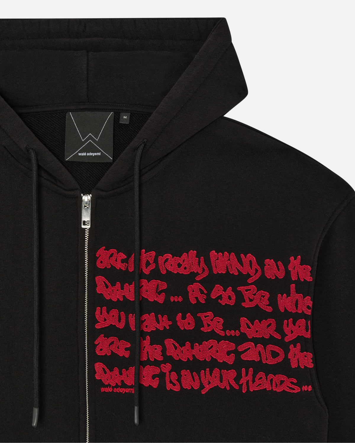 Walé Adeyemi Verse Hoodie in Black/Red, embroidered graphic detail