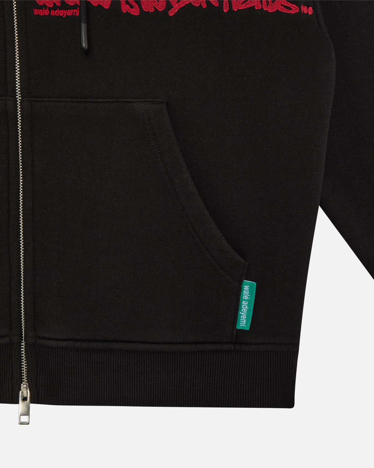 Walé Adeyemi Verse Hoodie in Black/Red, pocket detail