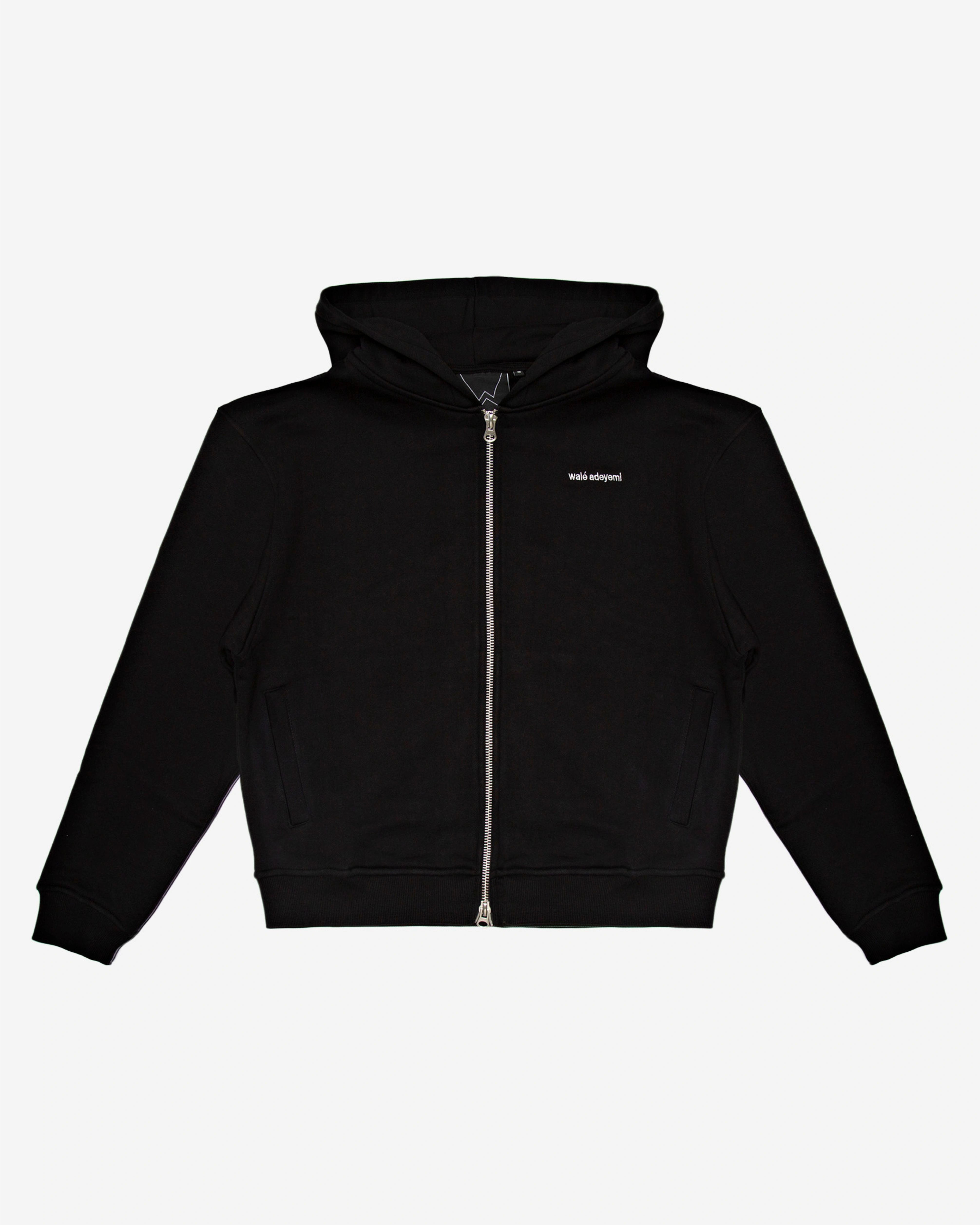 Walé Adeyemi Bridge Hoodie in Black/White, front flat-lay view