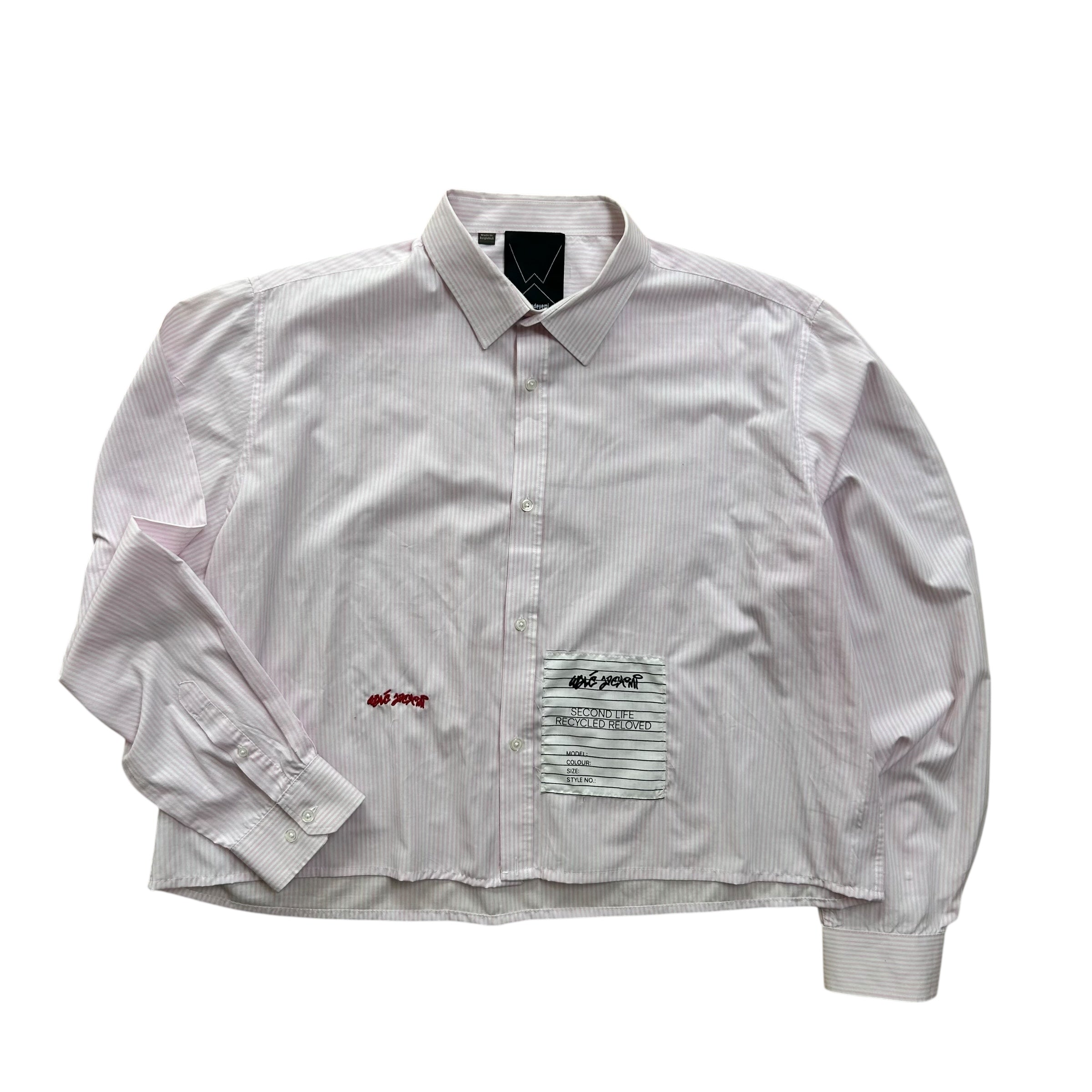 Pink Striped Cropped Second Life Shirt