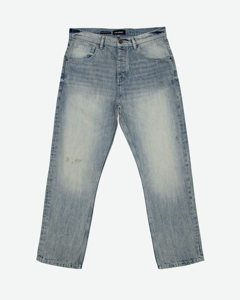 LP denim jeans in blue tint, styled view — By Walé Adeyemi