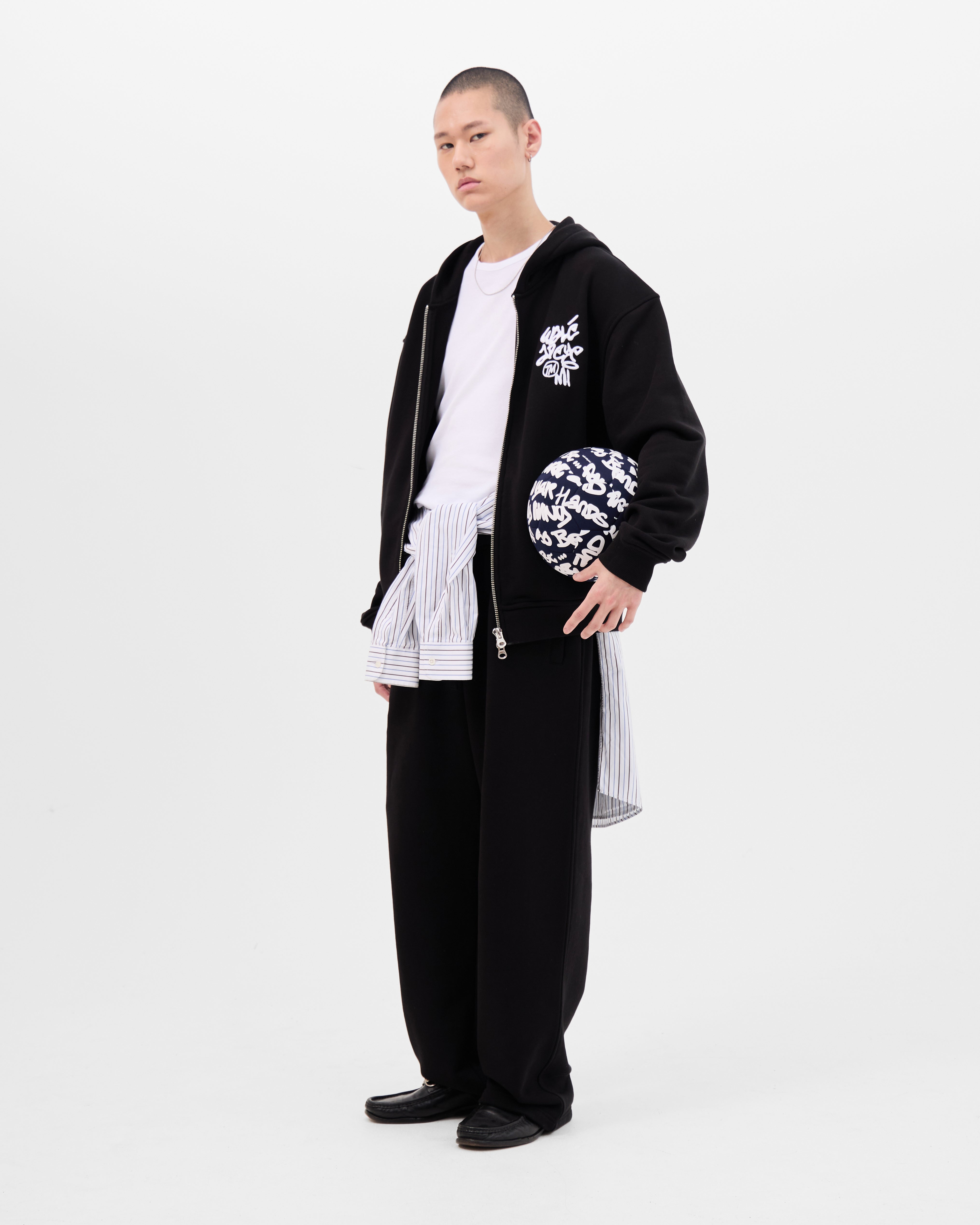 Vinnie joggers in black/white, alternate look — By Wale Adeyemi