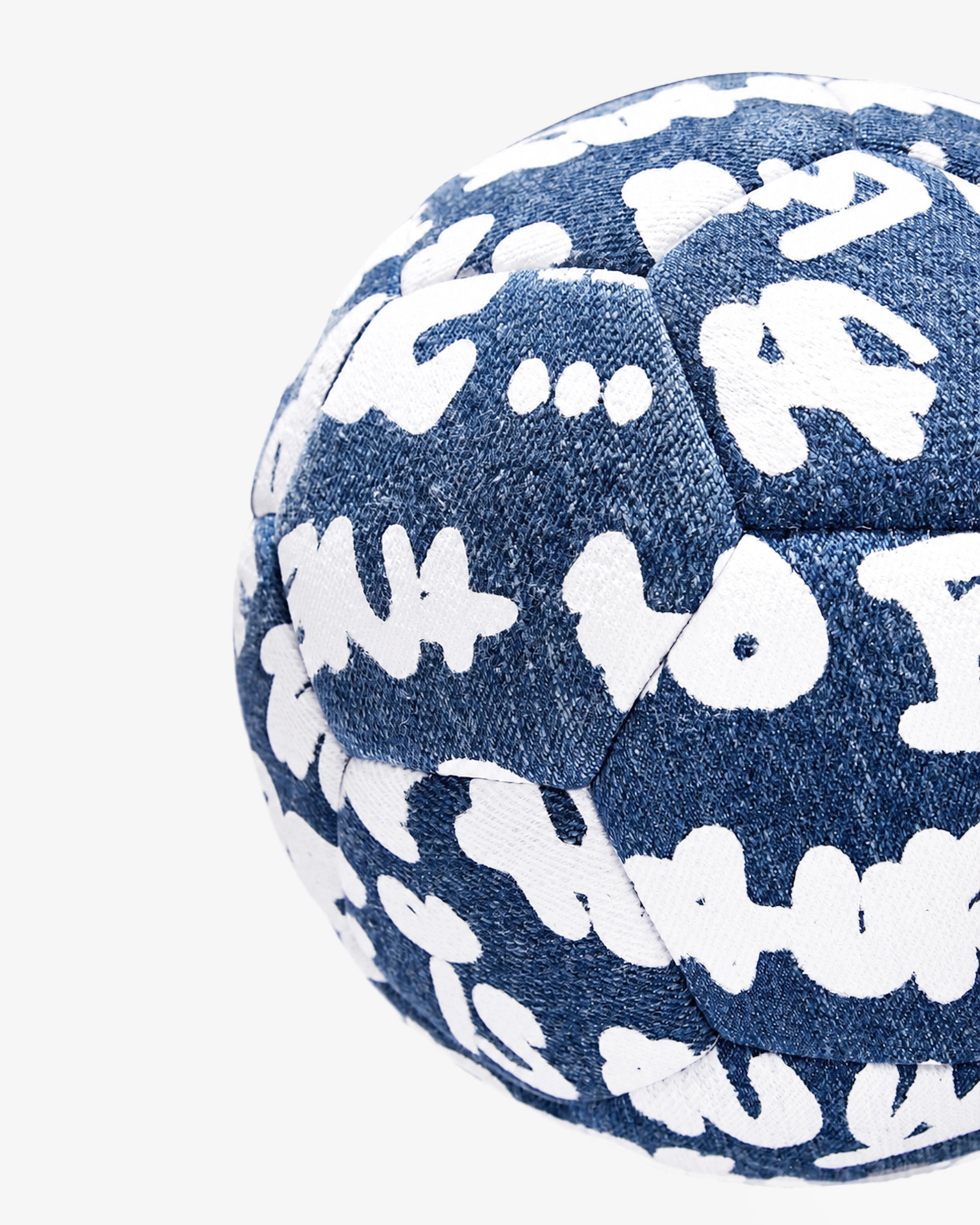 Walé Adeyemi Trivela Denim Football in Denim/White, angled product view