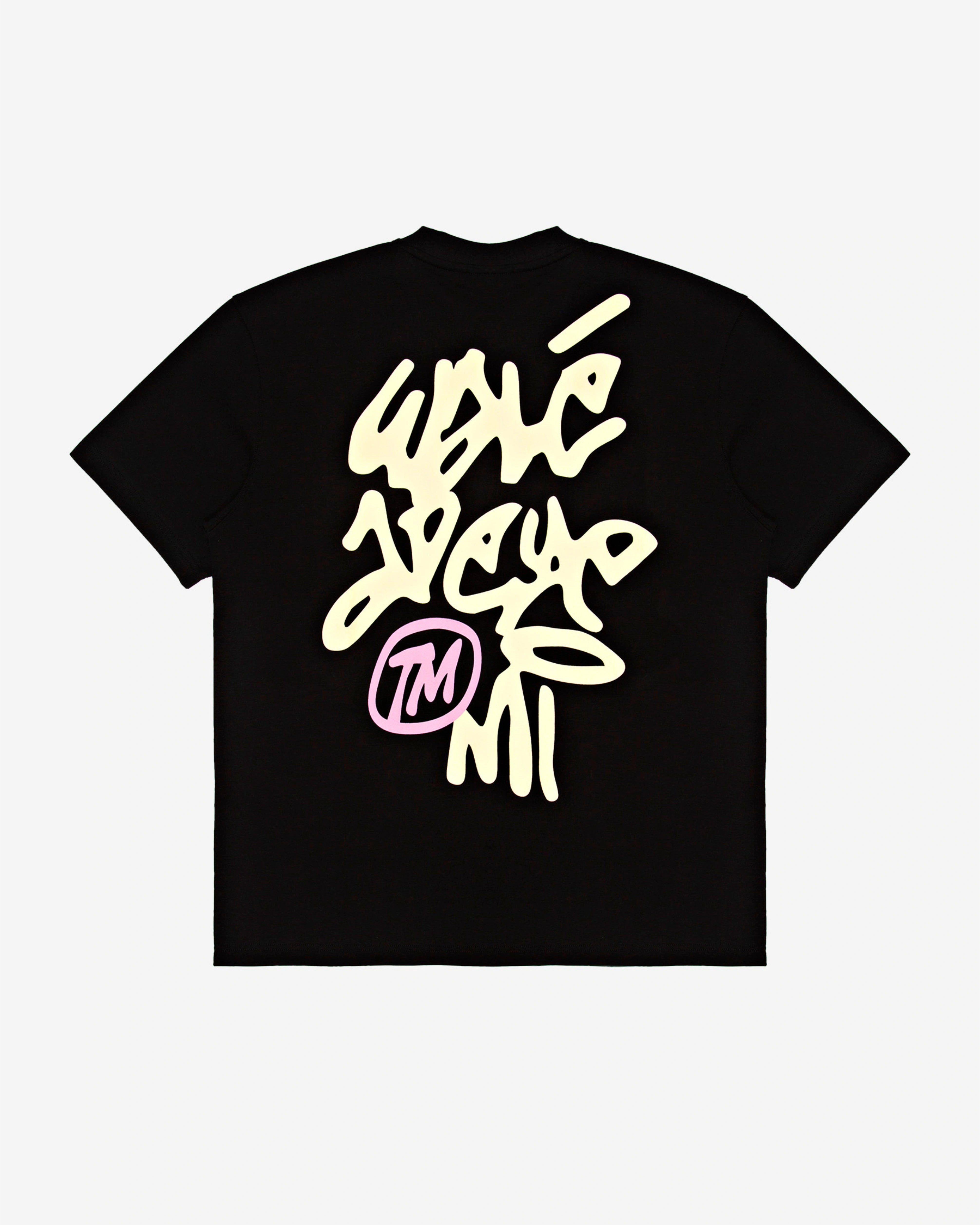 Walé Adeyemi Vinnie T-shirt in Black/Lemon, back flat-lay view