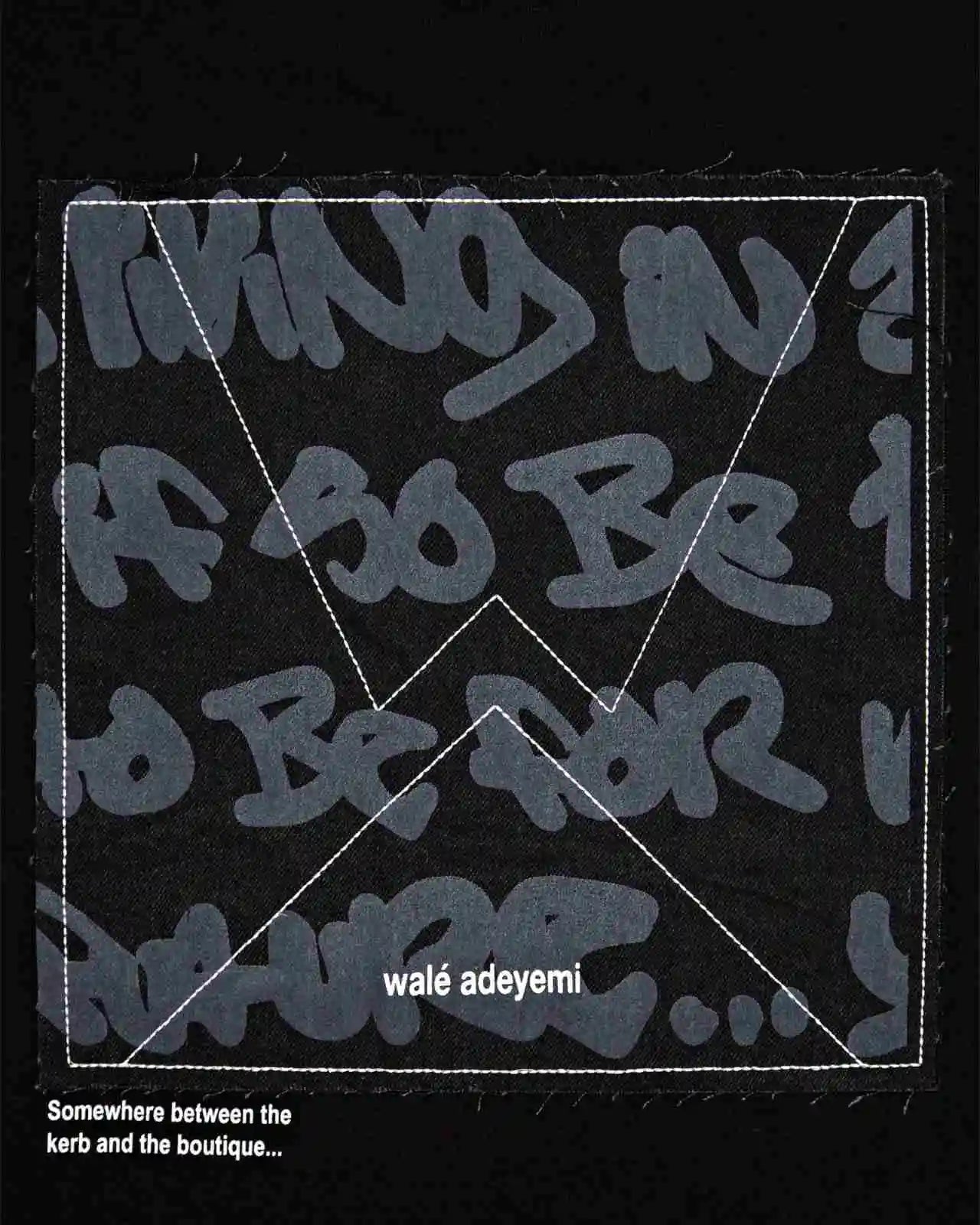 Close-up of the back patch on the Walé Adeyemi Backbeat T-shirt in Black/White