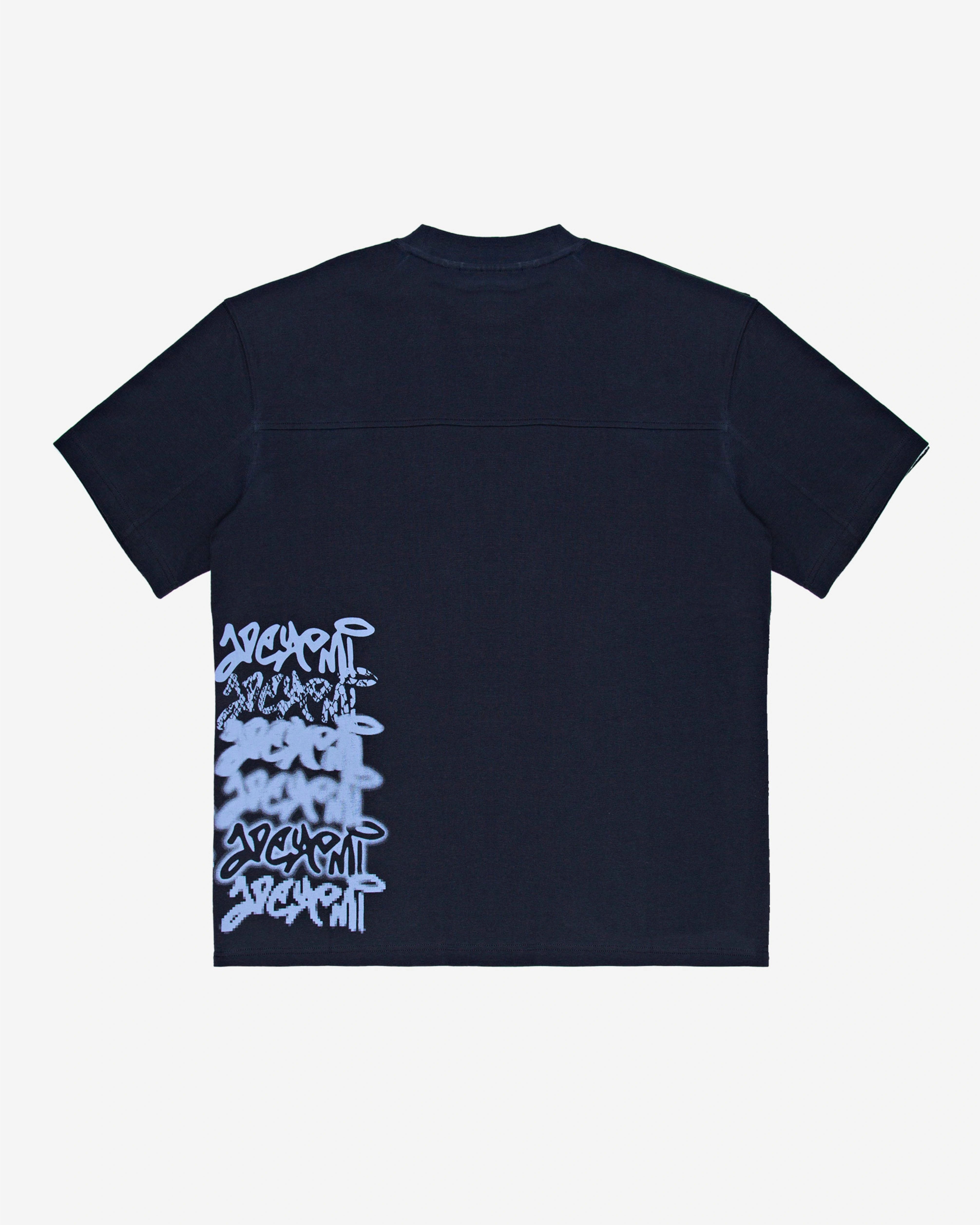 Walé Adeyemi Column T-shirt in Blue/Light Blue, back flat-lay view
