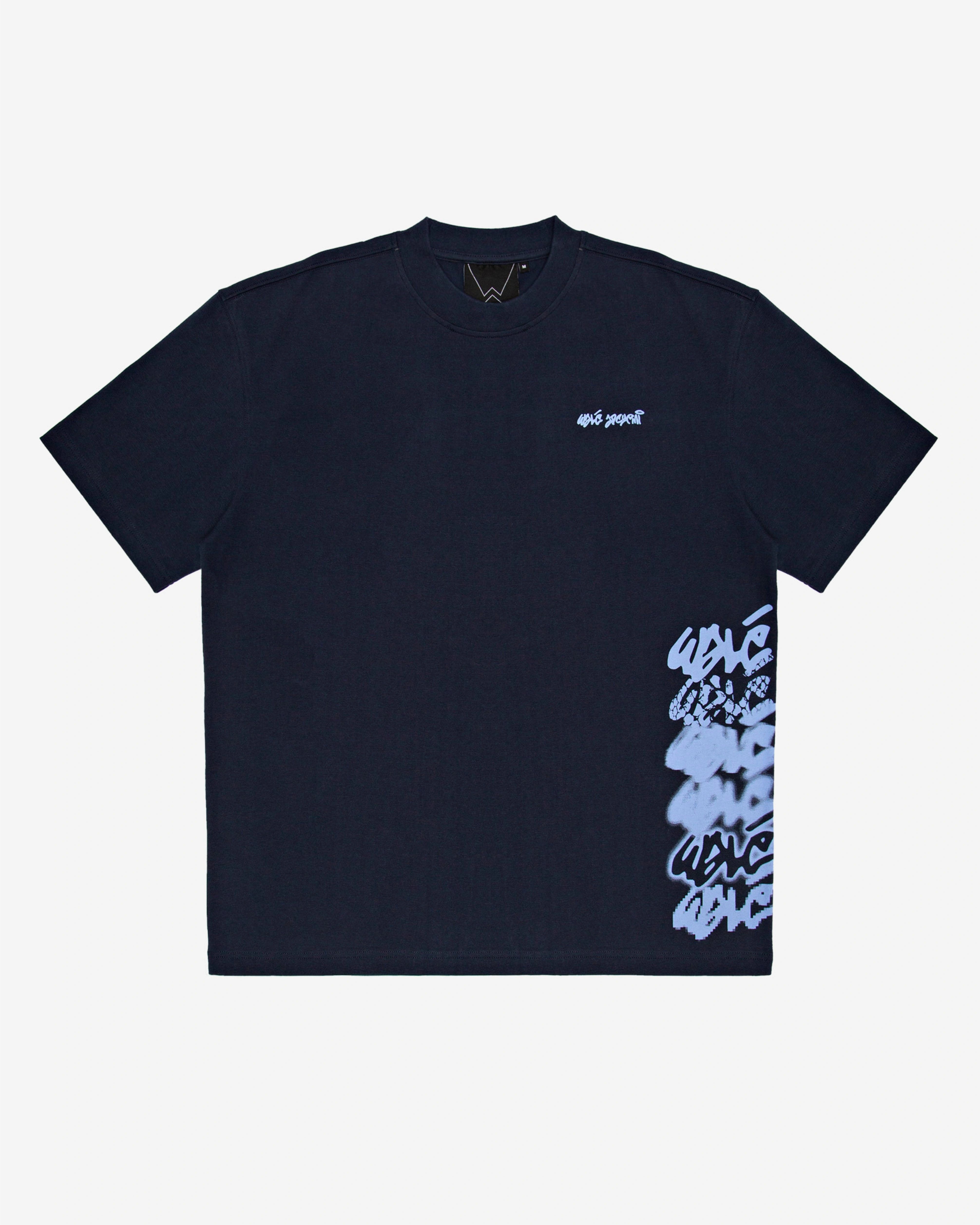 Walé Adeyemi Column T-shirt in Blue/Light Blue, front flat-lay view