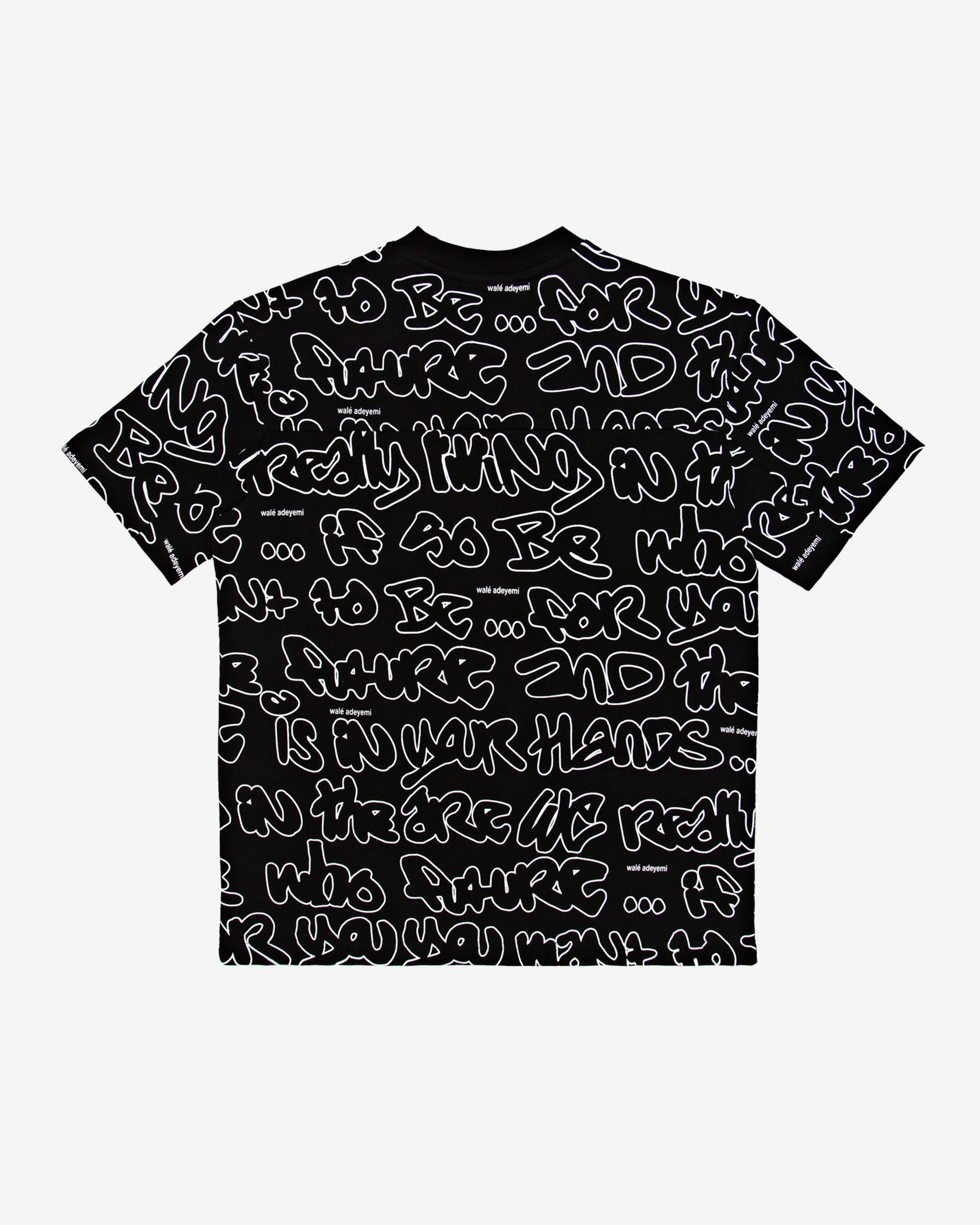 Walé Adeyemi AOP Graf T-shirt in Black, back flat-lay view