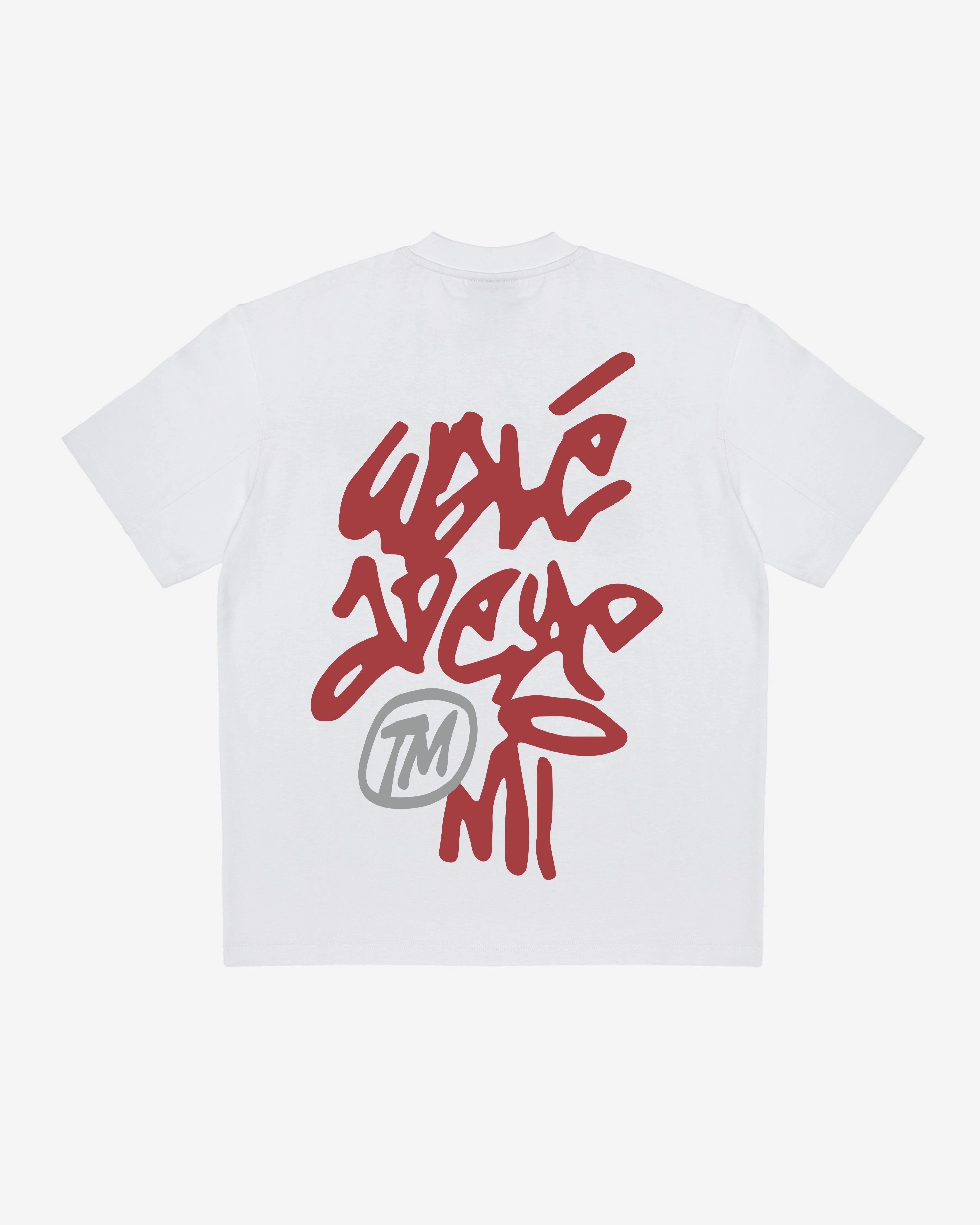 Vinnie T-shirt in white/red, back detail — By Walé Adeyemi