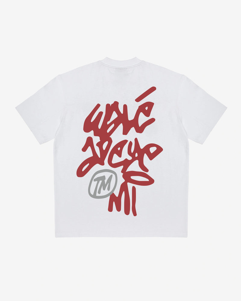 Vinnie T-shirt in white/red, back detail — By Walé Adeyemi