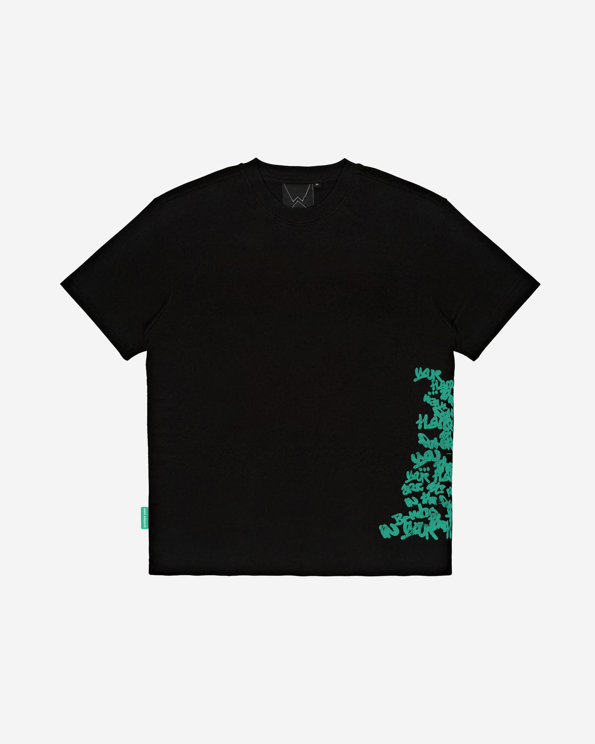 Walé Adeyemi Hendrix T-shirt in Black/Green, flat on white, front