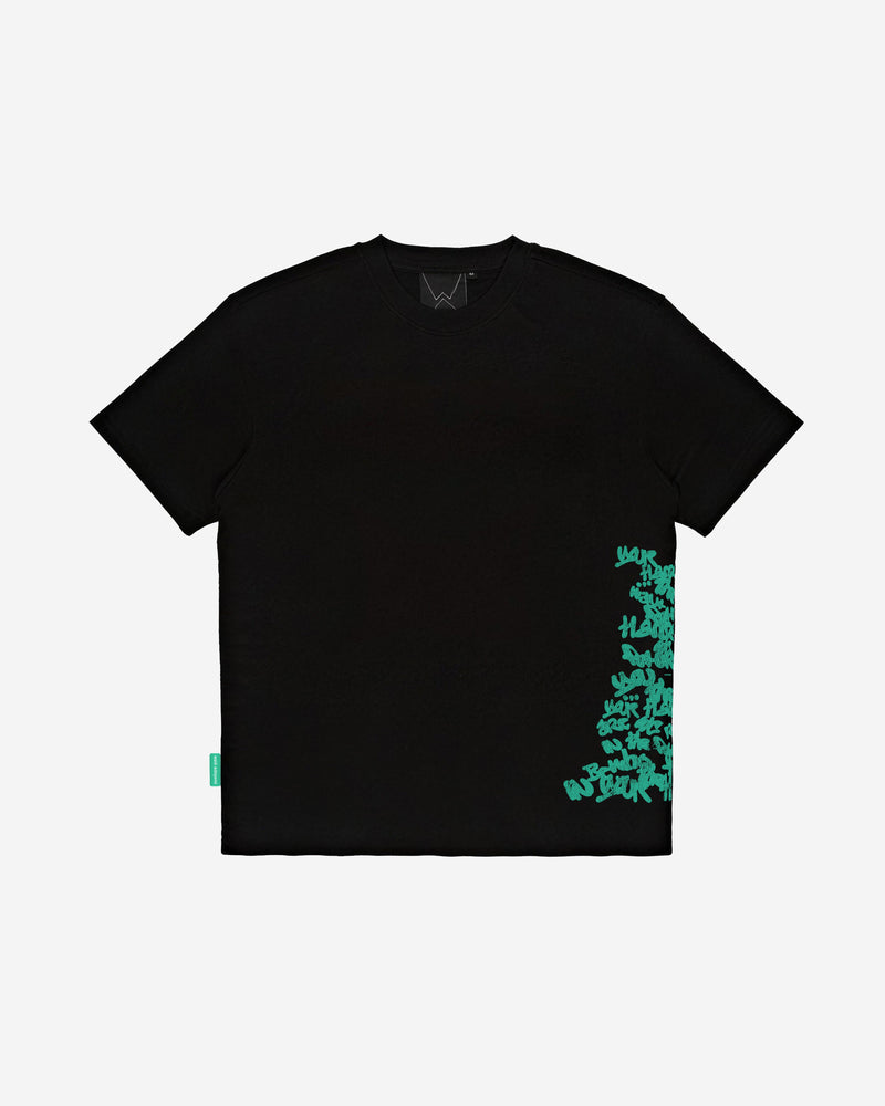 Walé Adeyemi Hendrix T-shirt in Black/Green, flat on white, front