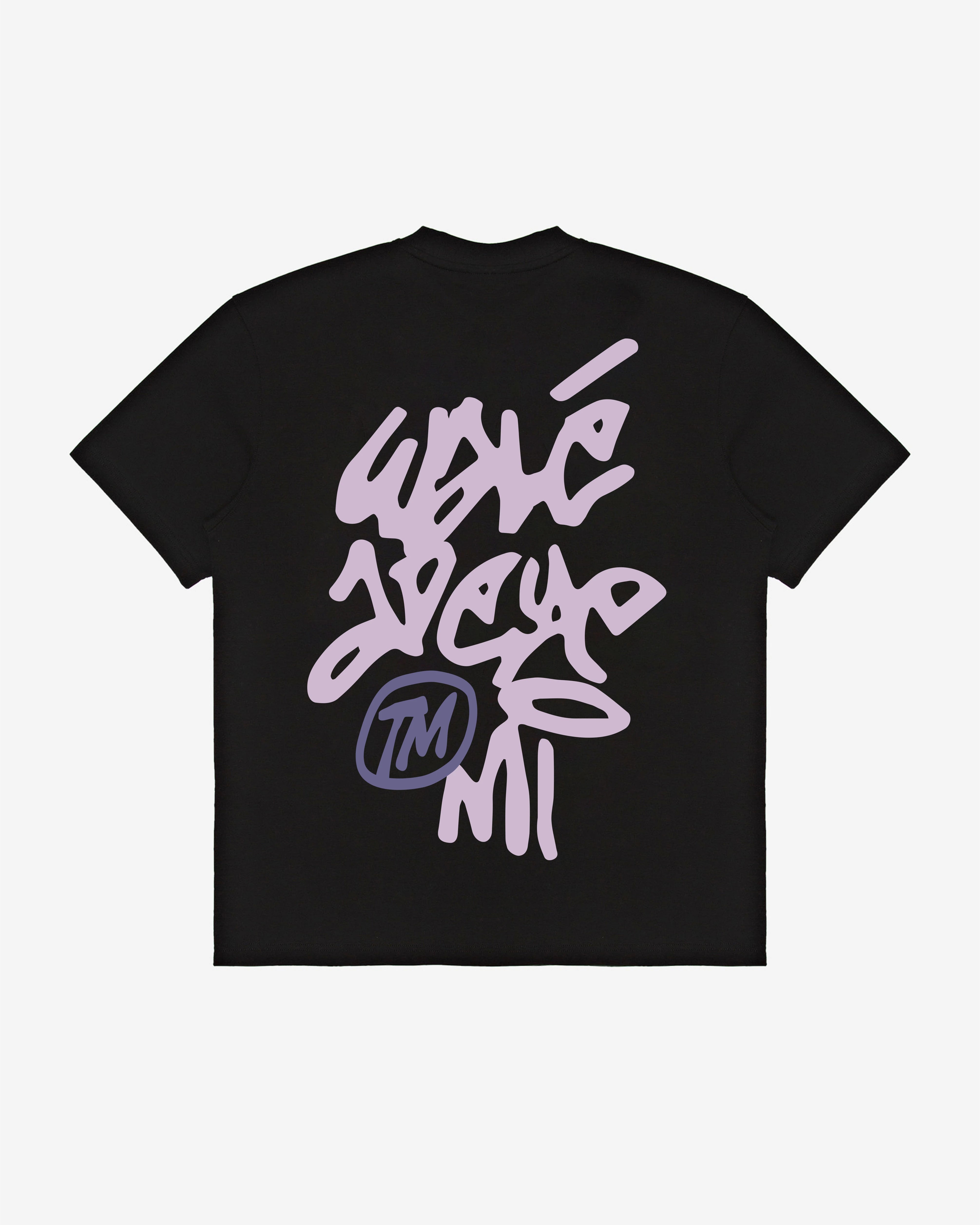 Close-up back view of the Walé Adeyemi Vinnie T-shirt in Black/Pink