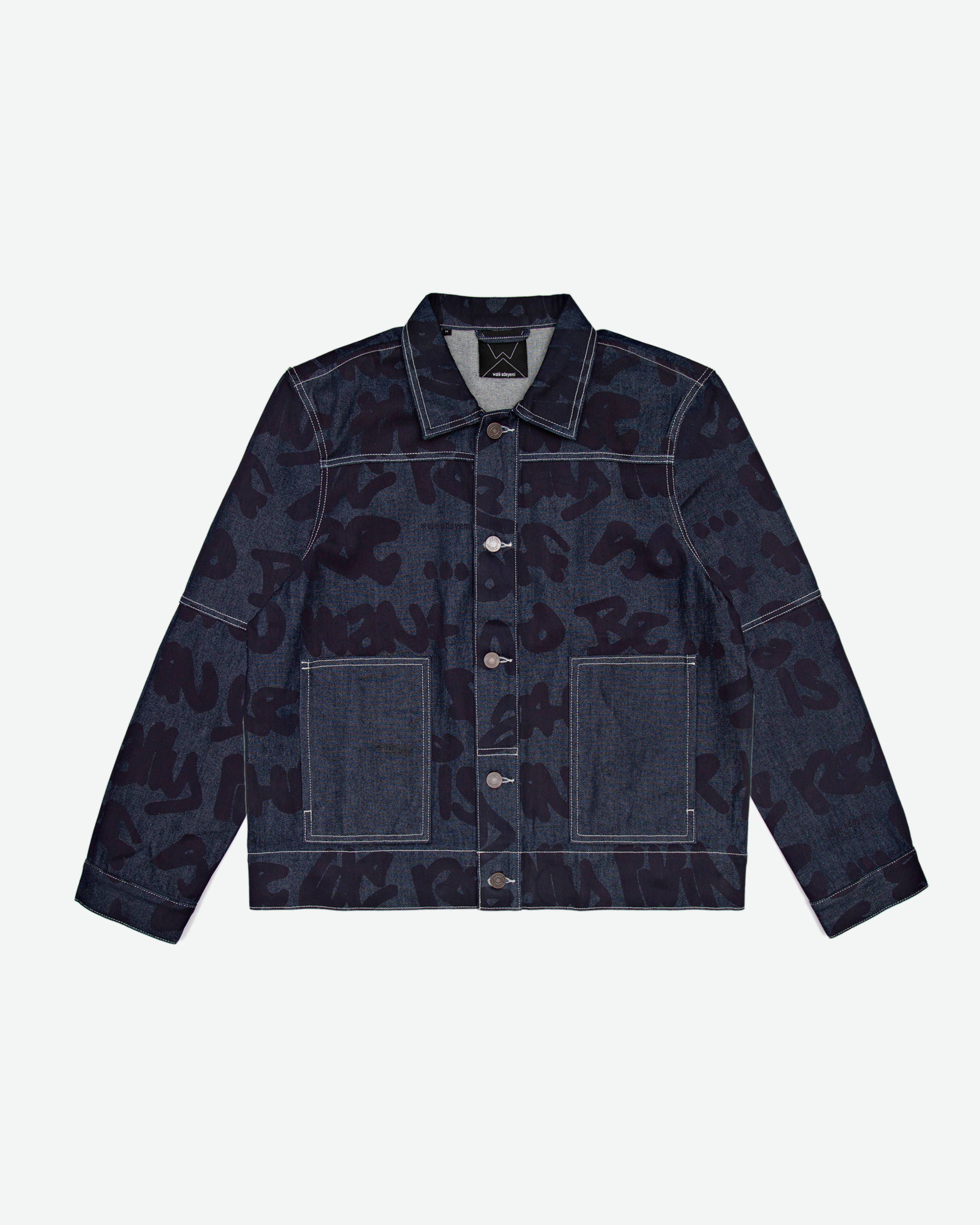Wale Adeyemi Sound Clash Denim Jacket graffiti denim jacket in Navy/Blue