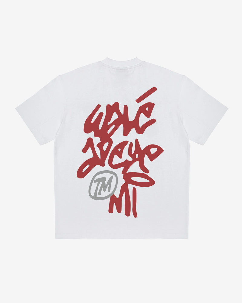 Vinnie T-shirt in white/red, back detail — By Walé Adeyemi