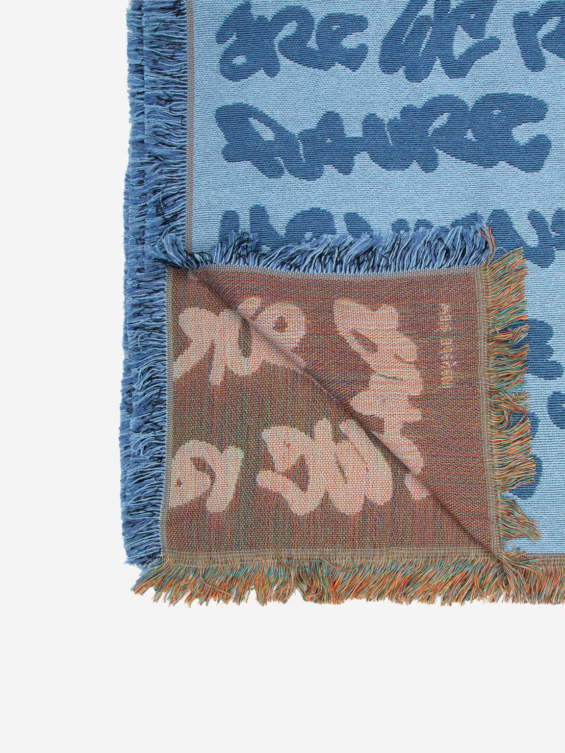 Walé Adeyemi Graf Woven Throw, rust and soft pink reverse side