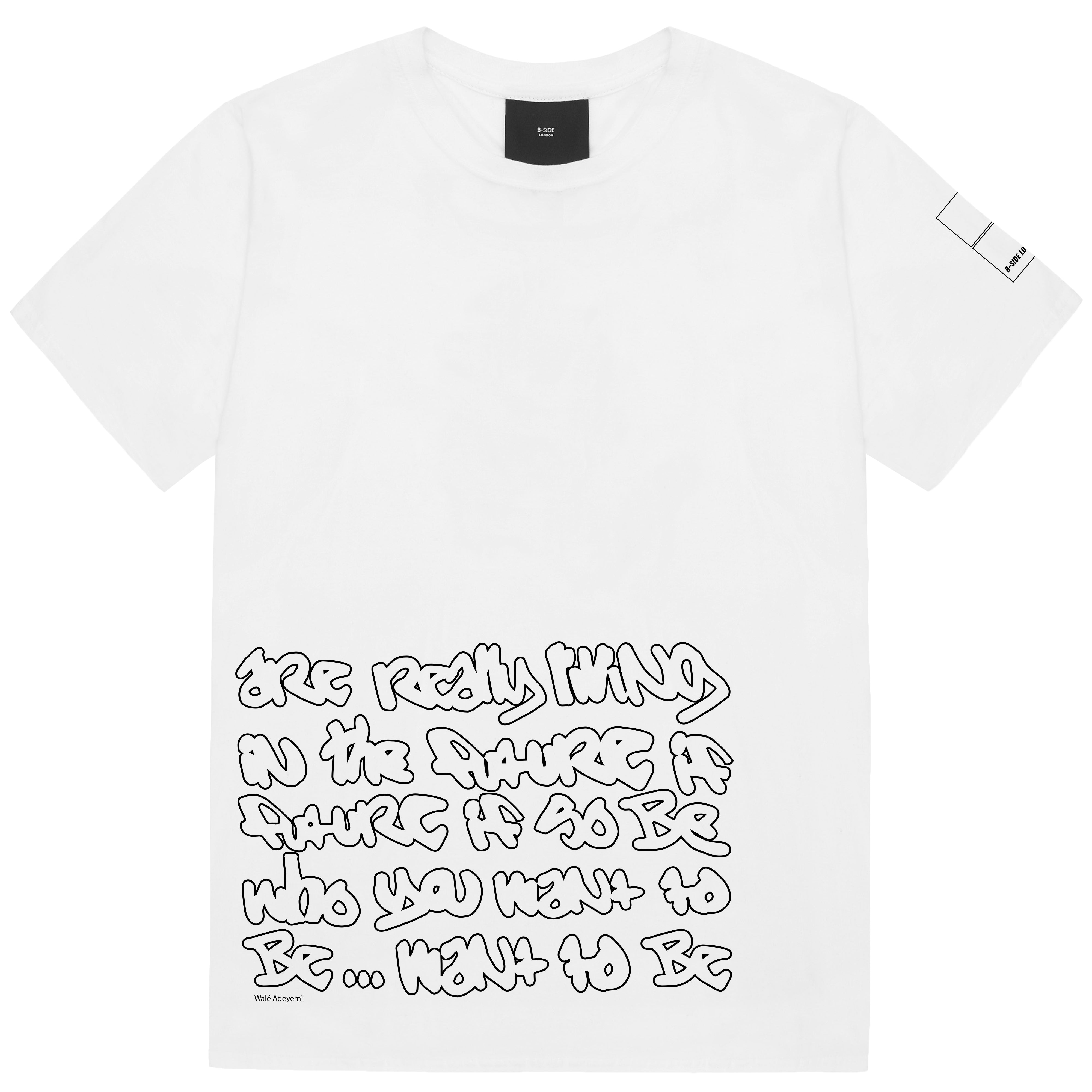 White OG Outline T-Shirt - Black Print