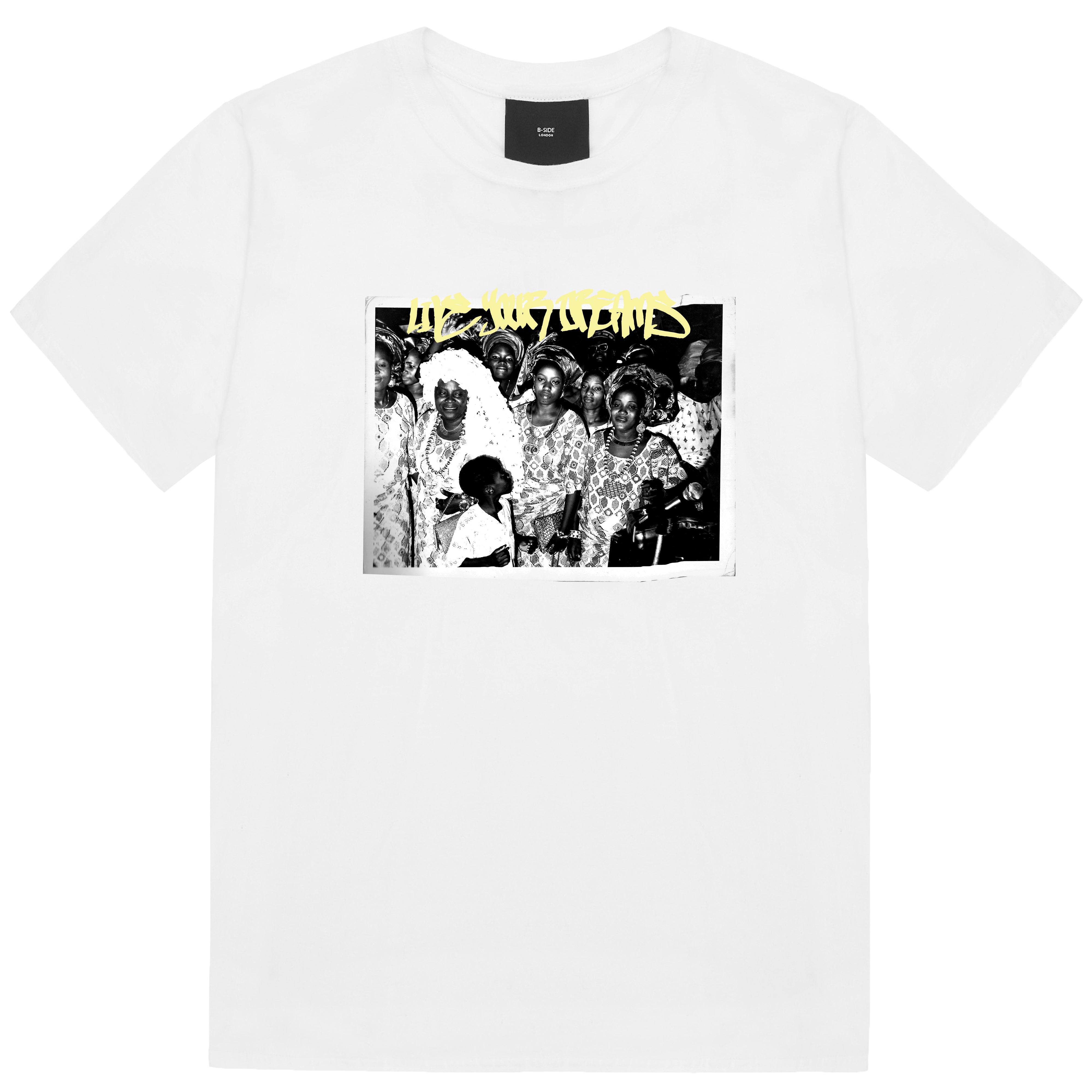 White Memory Card Print T-Shirt - Yellow Print