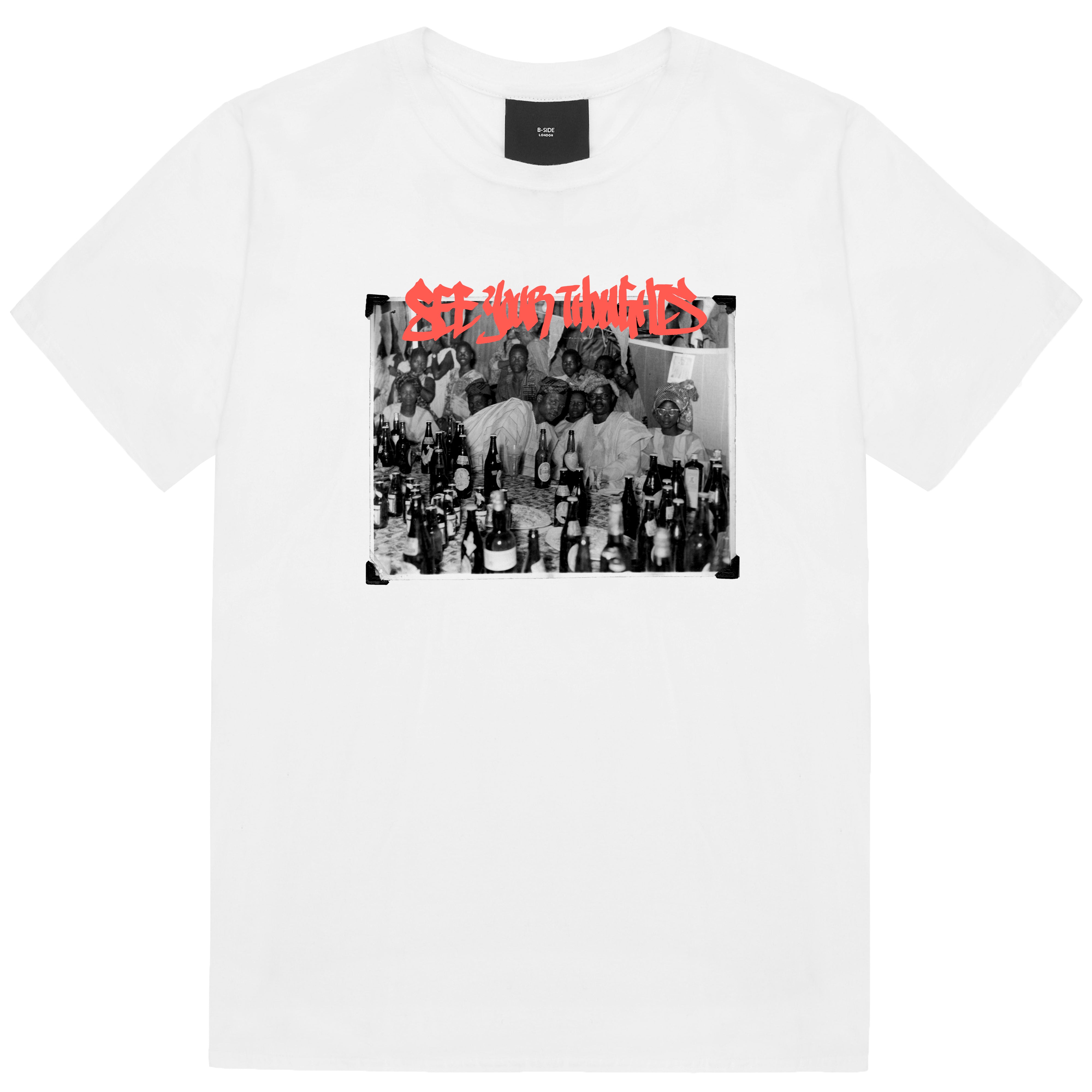 White Memory Card Print T-Shirt - Red Print