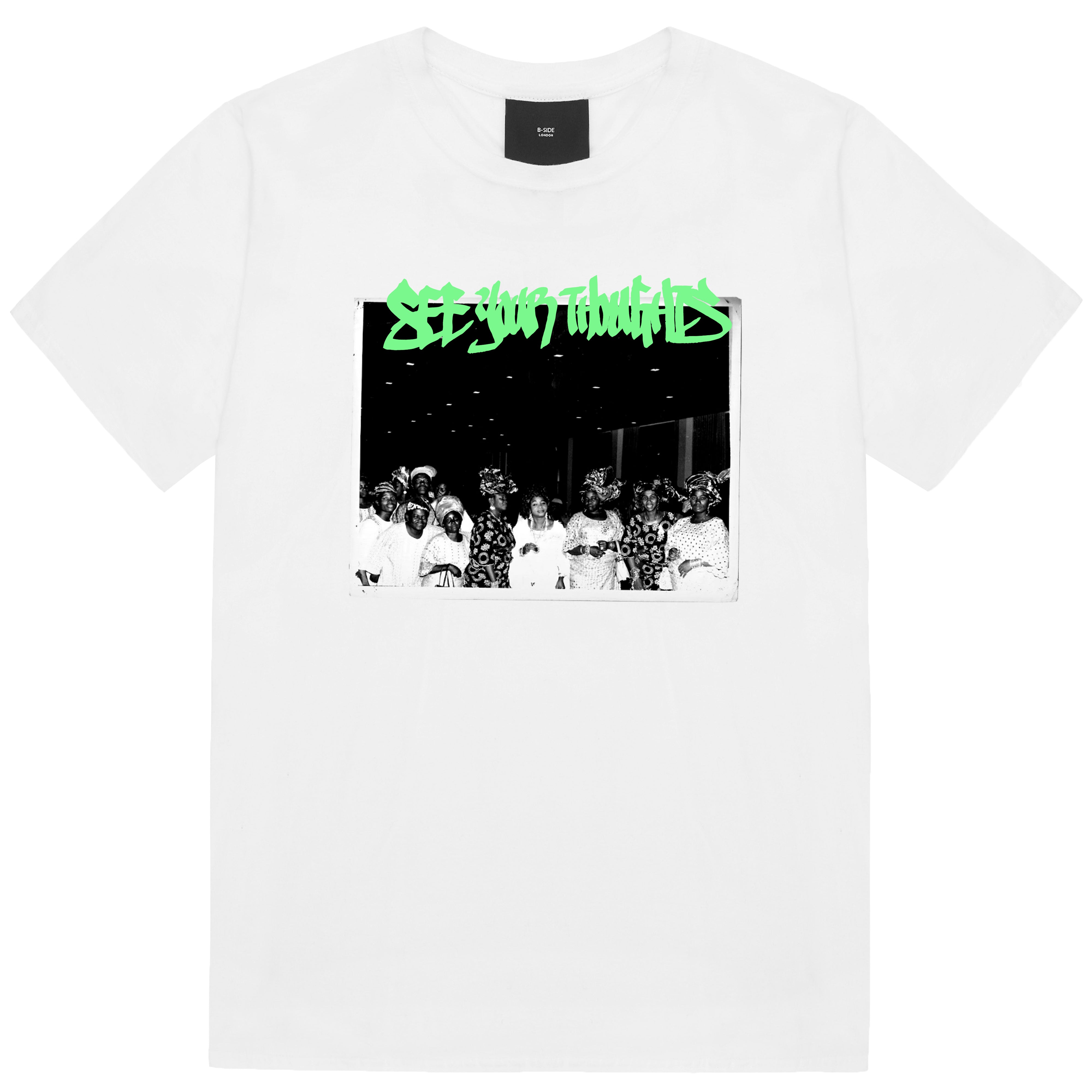 White Memory Card Print T-Shirt - Green Print